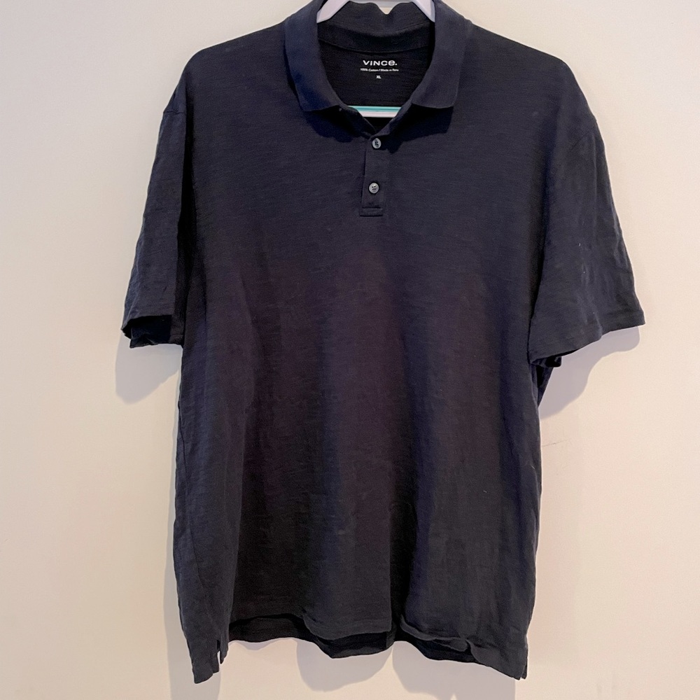 VINCE Mens Navy Blue Short Sleeve Polo Shirt Size XL